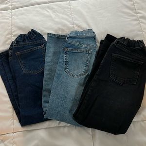 Three pairs Old Navy elastic waist jeans, boys size 8
